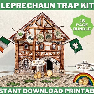 DIY Leprechaun Trap Kit PRINTABLE, St. Patricks Day Craft, Holiday Craft, Leprechaun Footprint, STEM Activity For Kids Craft, Catch A