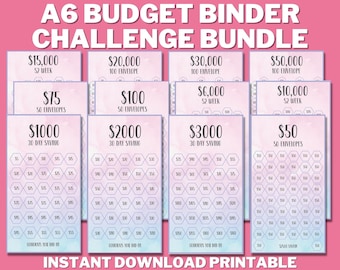 A6 Mini Savings Challenge Bundle PRINTABLE, Mini Savings Challenge Trackers, A6 Budget Binder, Money Saving Budget Book, Save Money