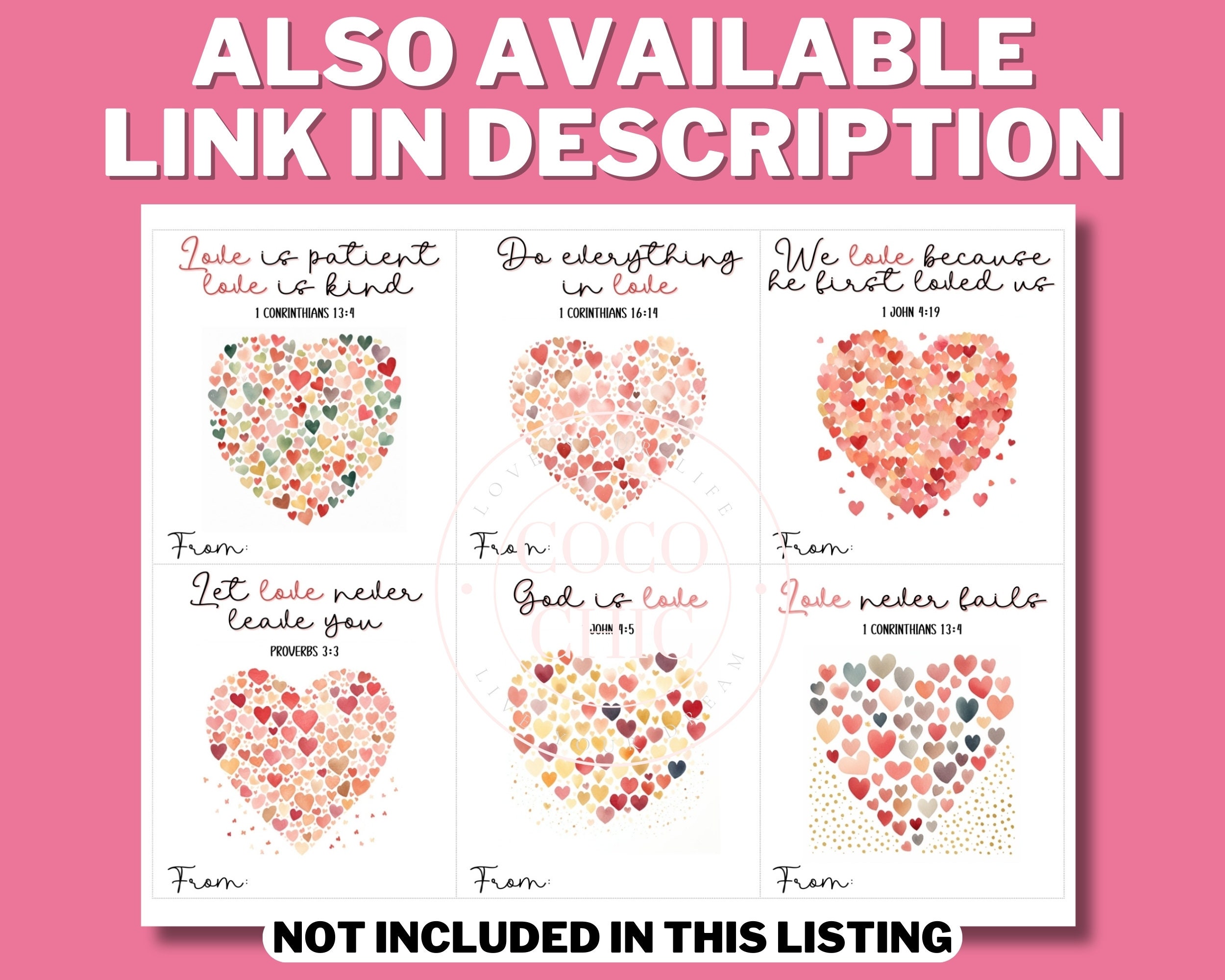 Bible Verse Valentine Cards PRINTABLE, Valentines Scripture Cards ...