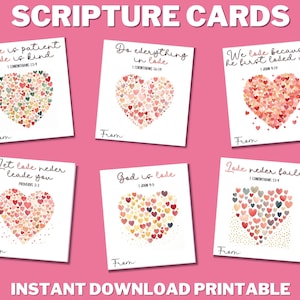 Bibel-Vers-Valentinskarten BEDRUCKBAR, Valentinstag-Schriftkarten, christliche Karten, Liebes-Bibel-Verse für Kinder, Klassenzimmer-Valentinstagskarten