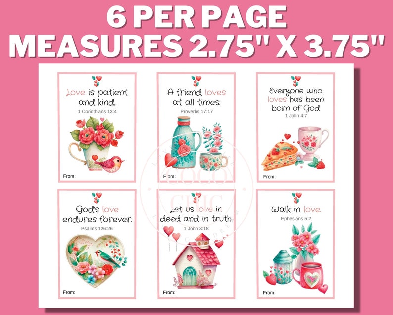 Bible Verse Valentine Cards PRINTABLE Valentines Scripture Etsy