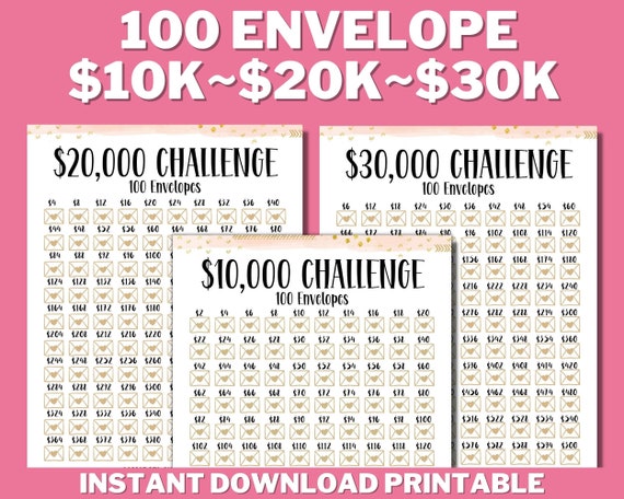 10K 20K 30K 100 Umschlag Challenge Bundle DRUCKBAR, Spar-Tracker