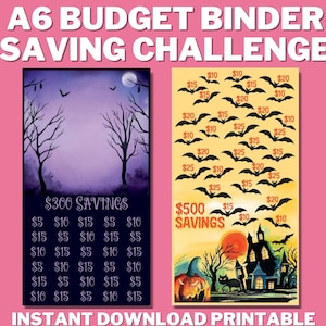 HALLOWEEN PRINTABLE A6 Money Savings Challenge Bundle, Fits A6 Cash Envelopes, Budget Binder Insert, Savings Goal Tracker, Saving Money PDF