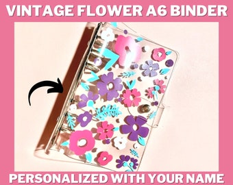 Personalized Vintage Flower A6 Budget Binder, Monstera Design, Custom Budget Book, Money Savings Binder, With Cash Envelopes, Cash Stuffing