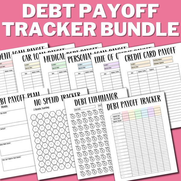 Debt Payoff Tracker Bundle PRINTABLE, Debt Snowball, Debt Avalanche, Debt Free, Paying Off Debt, Debt Tracker Bundle, us letter