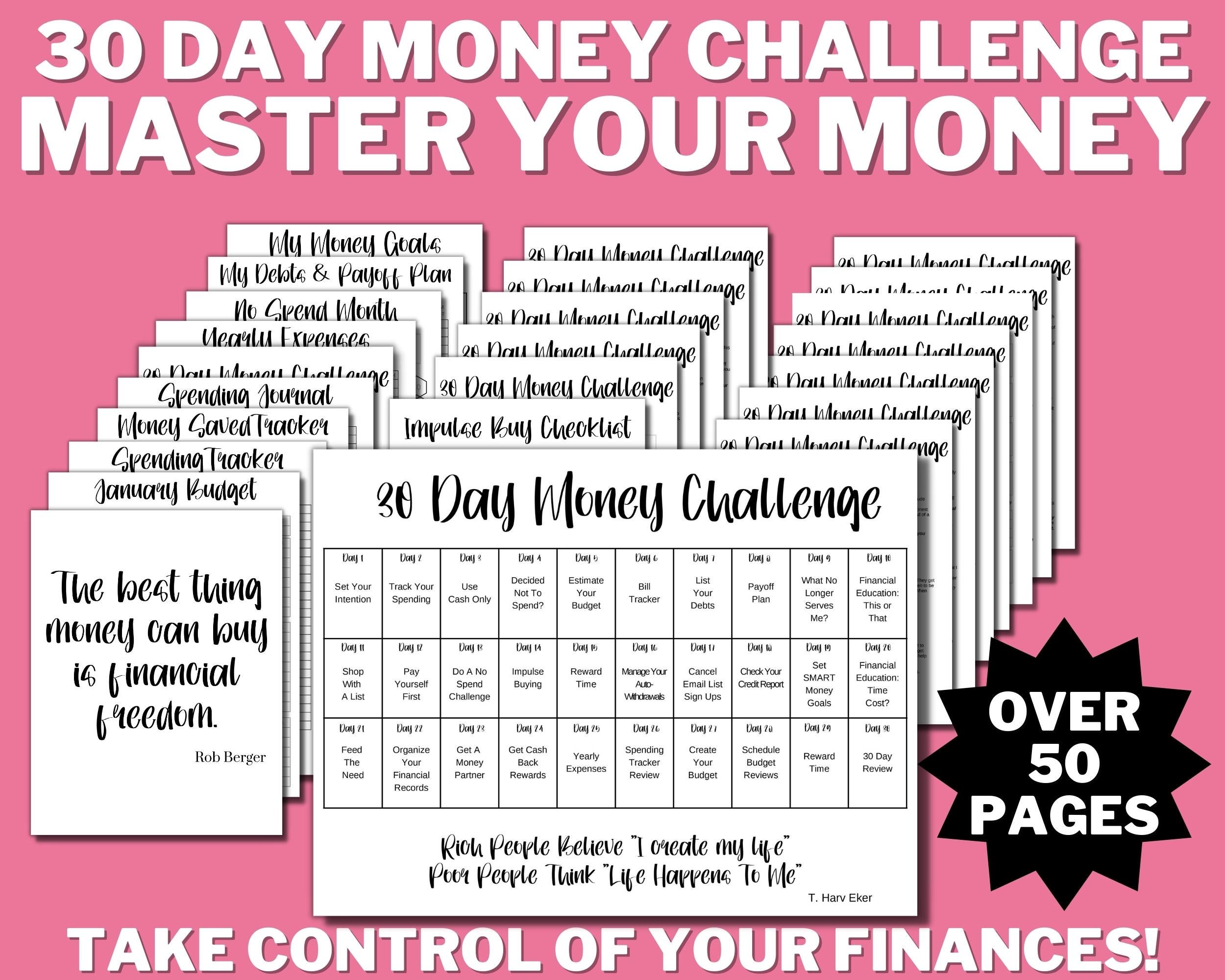 30 Day Money Challenge PRINTABLE Financial Plan Money - Etsy Australia