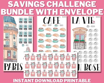 Paris Life Mini Savings Challenges PRINTABLE, A6 Budget Binder, Money Save Challenge, Saving Money, Savings Plan, Budget Book, Sinking Funds
