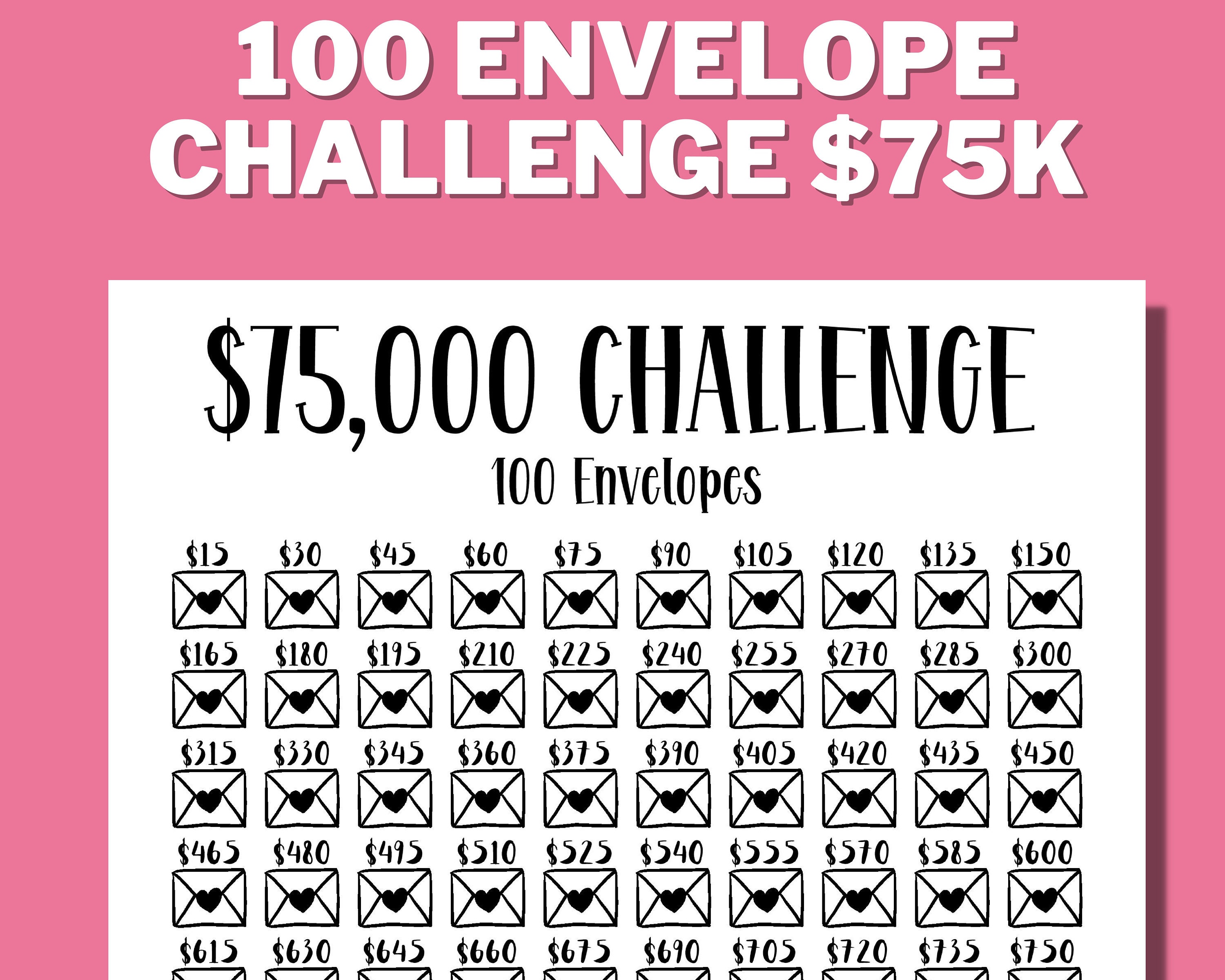 100 enveloppes Challenge Box - 100 enveloppes - Classeur Challenge