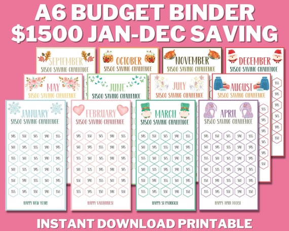 A6 Budget sheet Tracker . Cash stuffing . Saving Challenge . Printable