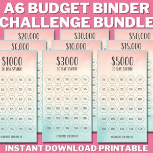 A6 Mini Savings Challenge Bundle PRINTABLE, Mini Savings Challenge Trackers, A6 Budget Binder, Money Saving Budget Book, Save Money