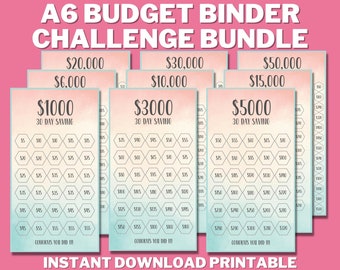 A6 Mini Savings Challenge Bundle PRINTABLE, Mini Savings Challenge Trackers, A6 Budget Binder, Money Saving Budget Book, Save Money