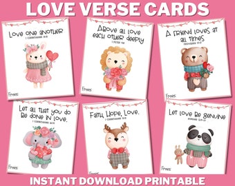 Bible Verse Valentine Cards PRINTABLE, Valentines Scripture Cards, Christian Cards, Love Bible Verses For Kids, Classroom Valentine