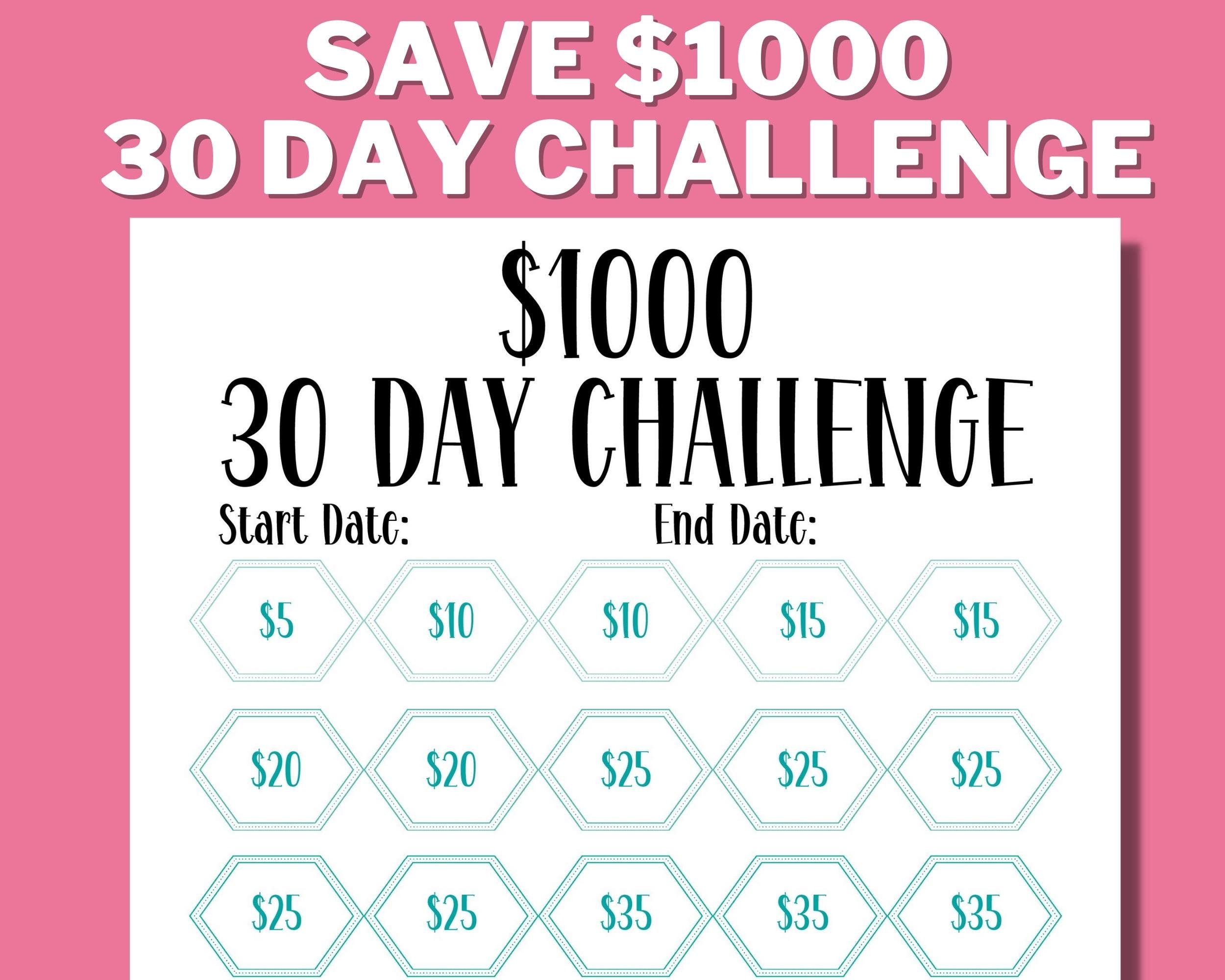 1k 30 Day Challenge Printable 1000 Saving Tracker 1k Etsy Uk