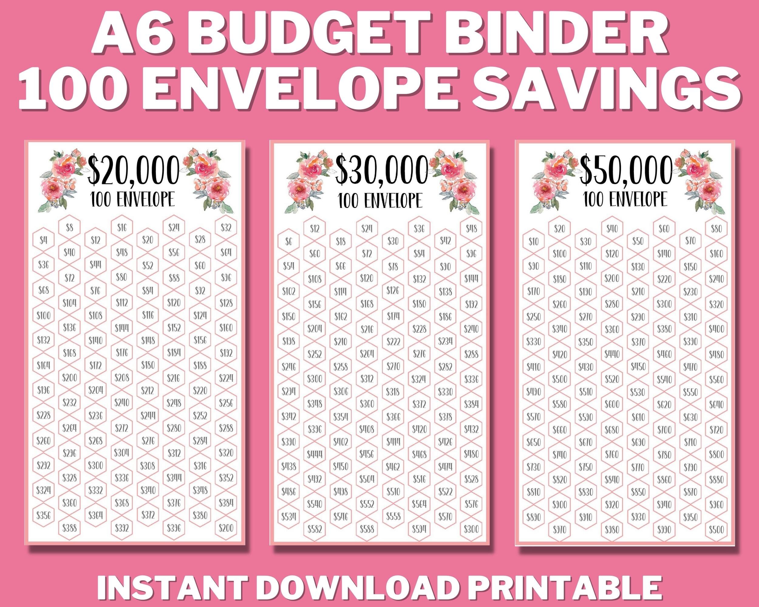 A6 100 Envelope Challenge Bundle PRINTABLE, Mini Savings Challenge Trackers, A6 Budget Binder, Money Saving Budget Book, 100 Days Save Money