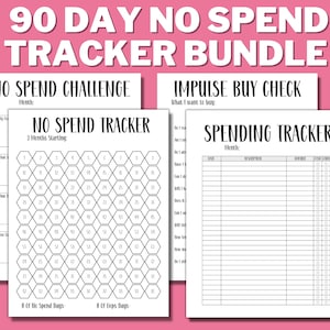 90 Day No Spend Challenge Bundle Printable, No Spend Month, No Spend Goal, No Spend Planner Tracker, Spending Challenge