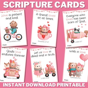 Bible Verse Valentine Cards PRINTABLE, Valentines Scripture Cards, Christian Cards, Love Bible Verses For Kids, Classroom Valentine