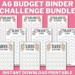 Floral A6 Mini Savings Challenge Trackers Bundle PRINTABLE, Budget Binder, Money Saving Challenges, Cash Envelope Inserts, Save Money