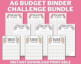 Floral A6 Mini Savings Challenge Trackers Bundle PRINTABLE, Budget Binder, Money Saving Challenges, Cash Envelope Inserts, Save Money