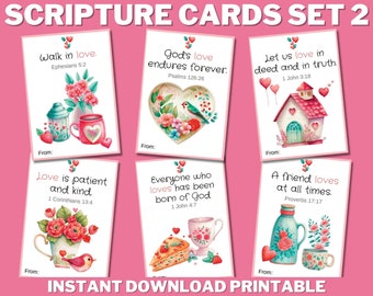Bible Verse Valentine Cards PRINTABLE, Valentines Scripture Cards, Christian Cards, Love Bible Verses For Kids, Classroom Valentine,