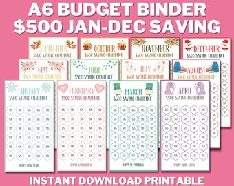 500 A6 Mini Savings Challenge Trackers PRINTABLE, 30 Day Challenges Bundle, Budget Binder, 12 Month Saving Set, Save Money