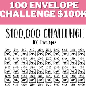 100K 100 ENVELOPE CHALLENGE Printable 100000 Saving Tracker 100K 100K 100 ENVELOPE CHALLENGE Printable 100000 Saving Tracker 100K