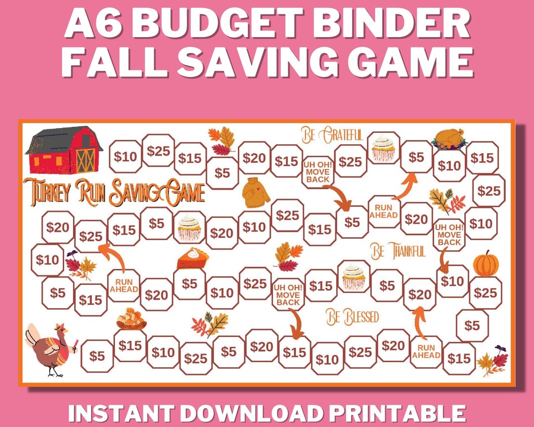 Fall Thanksgiving Mini Saving Challenge PRINTABLE, Roll the Dice ...
