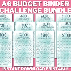 A6 Mini Savings Challenge Bundle PRINTABLE, Mini Savings Challenge Trackers, A6 Budget Binder, Money Saving Budget Book, Save Money