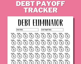 DEBT PAYOFF Tracker Printable, Debt Snowball, Debt Free Progress, Paying Off Debt, Debt Payoff Visual, Debt Tracker, US Letter, A4