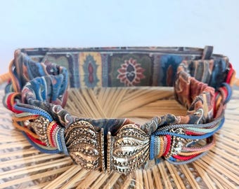 Vintage 80s Ginnie Johansen Style Fabric Cord Statement Belt