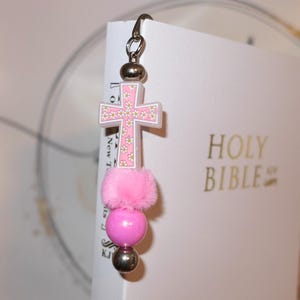 FLORAL CROSS Bookmark | Glitter | Hook Bookmark | Floral Design | Bible | Beaded Bookmarks | Bible Study | Cute Bookmarks |
