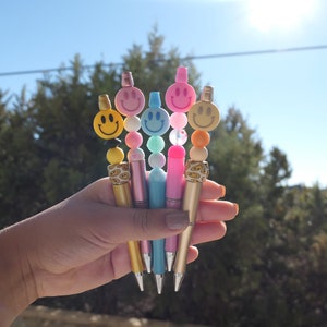 SMILEY FACE Pens | Beaded Pens | Smiley Face | Silicone Beads | Cute Smiley Face Pens | Silicone Beaded Pens