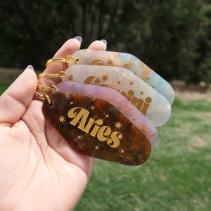 ZODIAC Keychains | Motel Keychains | Engraved | Zodiac Sign | Unique Keychains | Zodiac | Astrology | Unique Keychains
