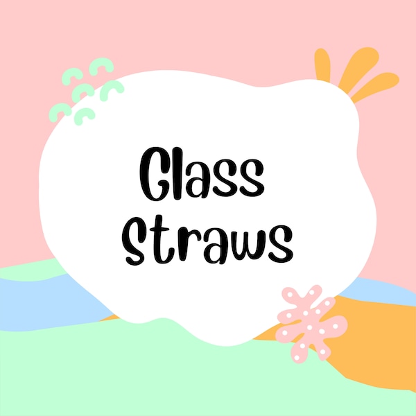 GLASS Straw | Straight Reusable Glass Straws | Color Straws | Blue | Pink | Green | Orange | Clear | Bent Straw, Straight Straw, Glass