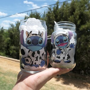 Cute Magic Stitch 16 Oz Frosted Beer Can Glass Cup Stitch 