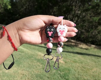 CAT Lanyards | Cat | Silicone Beads | Lanyards | Beaded Lanyard | Teacher Gifts | Cat Mom | Teaching | Cat Lover | ID Badge
