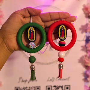 VIRGENCITA CAR CHARMS | Silicone Beads | Rear View Mirror Charm | Beaded Charm | Car Charms | Our Lady | Car Accessories