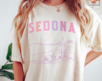 Sedona Shirt, Comfort Colors Sedona T-shirt, Sedona Gift, Sedona Girl's Trip, Sedona Souvenir, Sedona Arizona Tee, Boho Cactus Desert Shirt