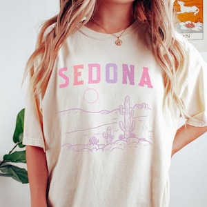 Sedona Shirt, Comfort Colors Sedona T-shirt, Sedona Gift, Sedona Girl&#39;s Trip, Sedona Souvenir, Sedona Arizona Tee, Boho Cactus Desert Shirt