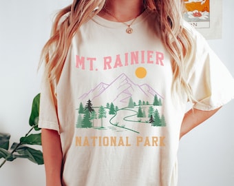 Mt. Rainier National Park Shirt, Comfort Colors Hiking Tee, Outdoorsy Shirts, Outdoorsy Gifts for Women, Oversized National Park, Washington