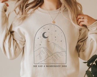 Wanderlust Soul Sweatshirt, Outdoorsy Sweatshirt, Mountains, Hiking, Exploring, Trendy, Wander, Adventure Crewneck Wanderlust Shop Aesthetic