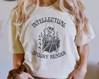 Spooky Reader Shirt, Comfort Colors Halloween Shirt, Halloween Reading Shirt, Reading Skeleton Shirt, Spooky Reading, Spooky Books
