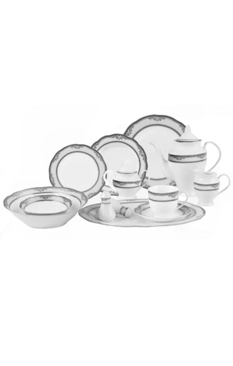 Dinnerware Set/plate Set/ Service for 8, Bone China, 57 PC, Victoria Etsy