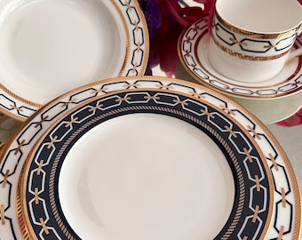 Dinnerware plate set, Bone China, service for 4, 20 PC, Geometric Design