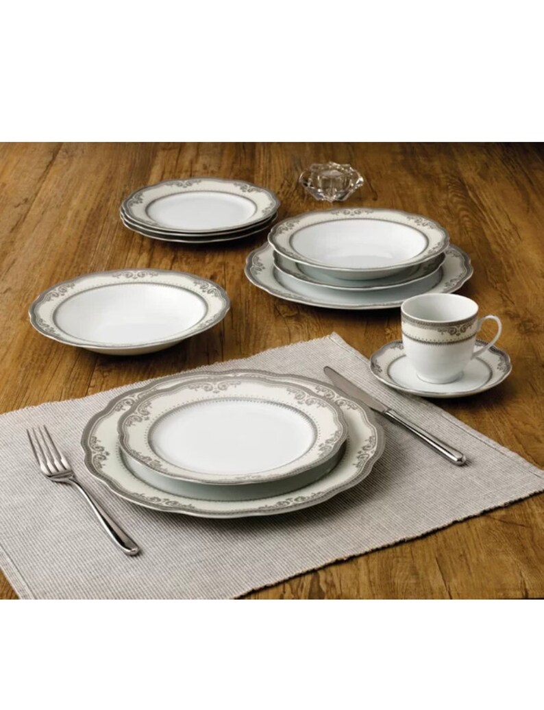 Dinnerware Set/plate Set/ Service for 8, Bone China, 57 PC, Victoria Etsy