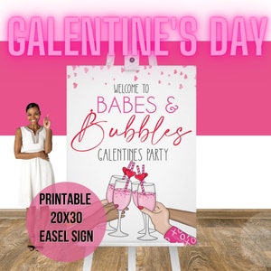 Galentine&#39;s Welcome Sign, Galentine&#39;s Party Welcome Sign Printable, Girls Night In Welcome Sign, Galentine&#39;s Party Welcome Sign