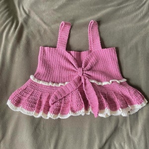 Crochet Pink Babydoll Top - Coquette Aesthetic