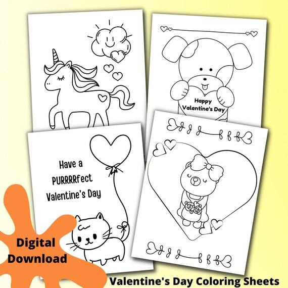 unicorn kitty coloring pages set of 4 printable sheets etsy ireland