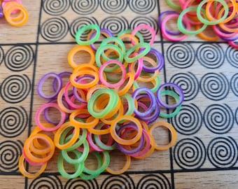 100 colorful tear-resistant hair ties - for pigtails, braids, strands, beard... very robust, long lasting; small natural latex dread rubbers mane rubbers