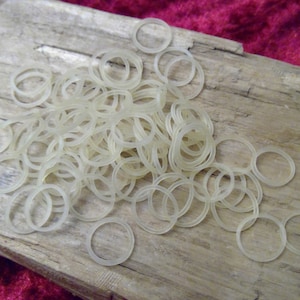 Tear-resistant hair ties - transparent / black, for dreads, beard... very robust, long-lasting; small natural latex mane elastics, 100 pieces