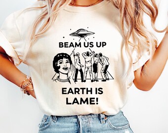 Beam Me Up This Place Sucks Comfort Colors Shirt, Funny Quote Movie Tees, Sarcastic Sci-Fi Gift, Retro 80s Graphic Movie Tee, Sarcastic Gift